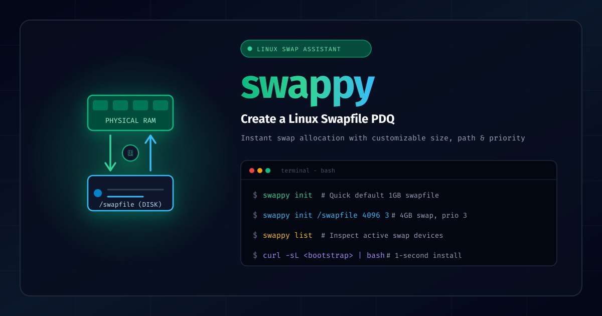 swappy - Create a Linux Swapfile Pretty Darn Quick (PDQ)