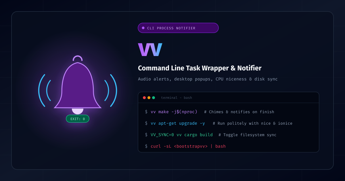 vv - The Polite CLI Task Wrapper with Audio & Desktop Alerts